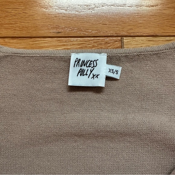 Long sleeve ruched tan top - Picture 3 of 6